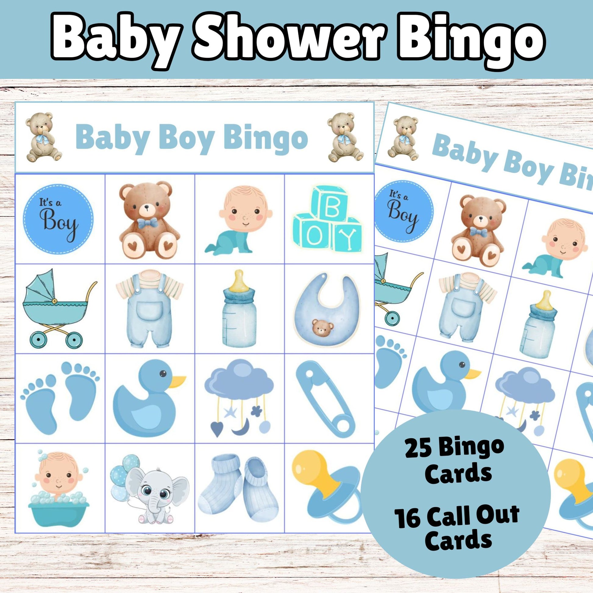 Baby Shower Boy Bingo Game - Printable Boy Baby Shower Bingo Game 