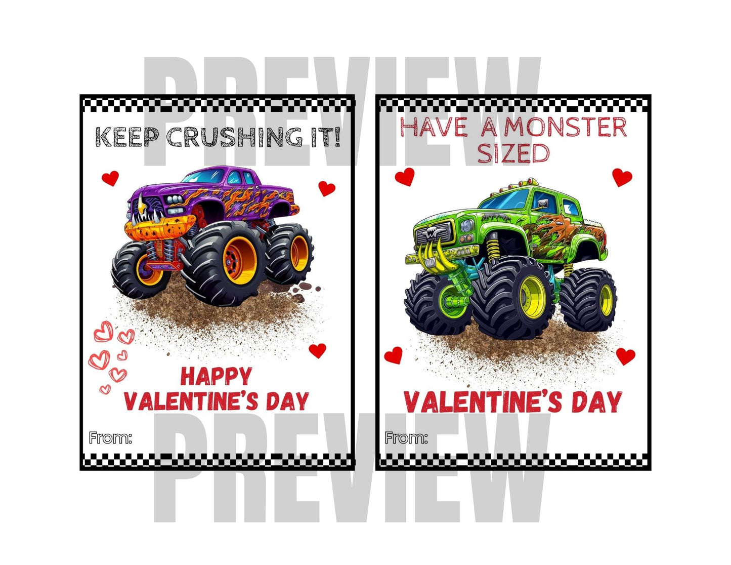 boys truck valentine's day cards 