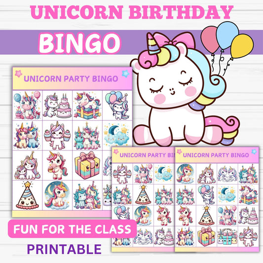 Unicorn Birthday Bingo - Instant Download
