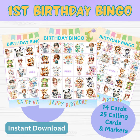 1st Birthday Bingo Game for Kids or Family- Instant Download
