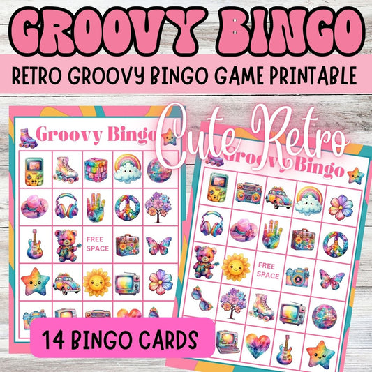 Groovy Retro Bingo Set: Psychedelic '60s & '70s Vintage Game Night Kit