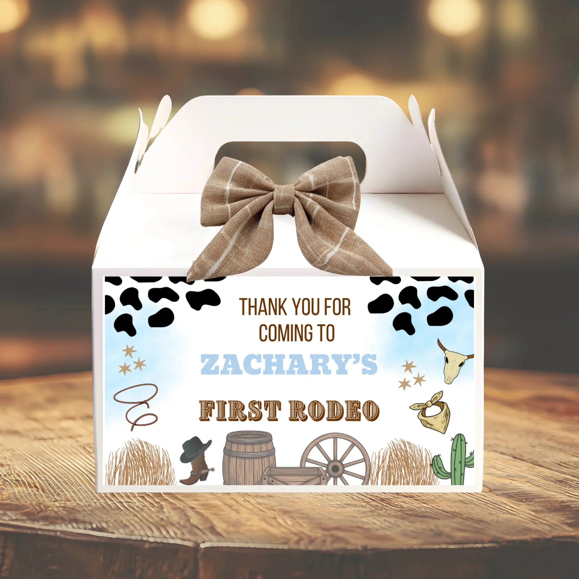 pastel boy cowboy 1st birthday party favor labels  