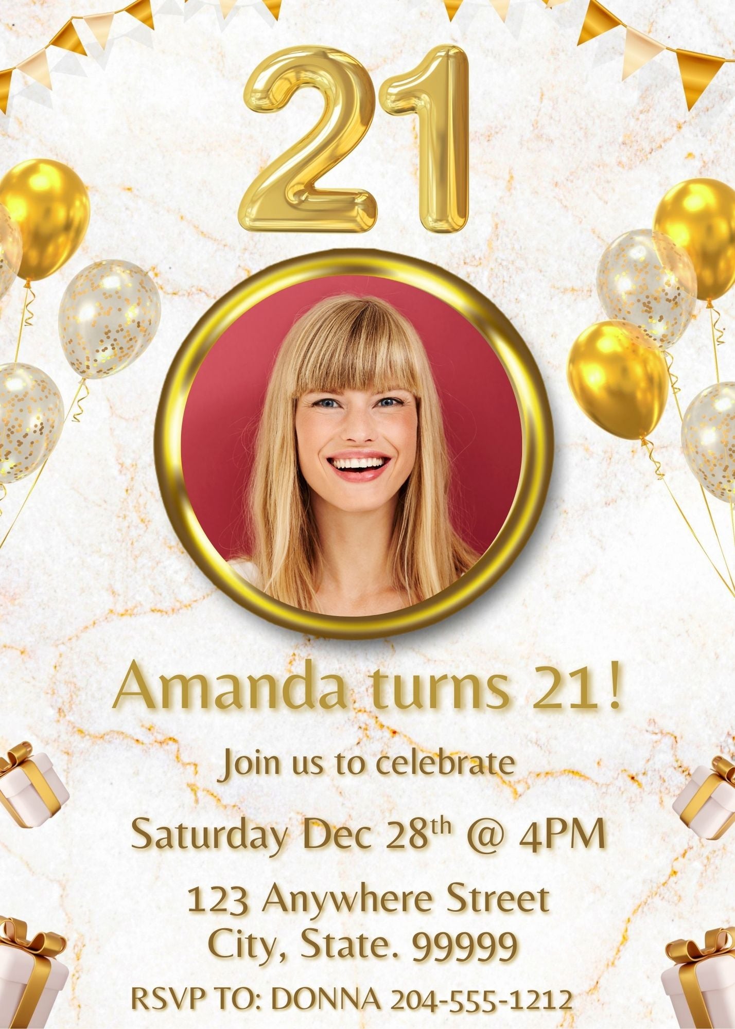 girl 21st birthday invitation online