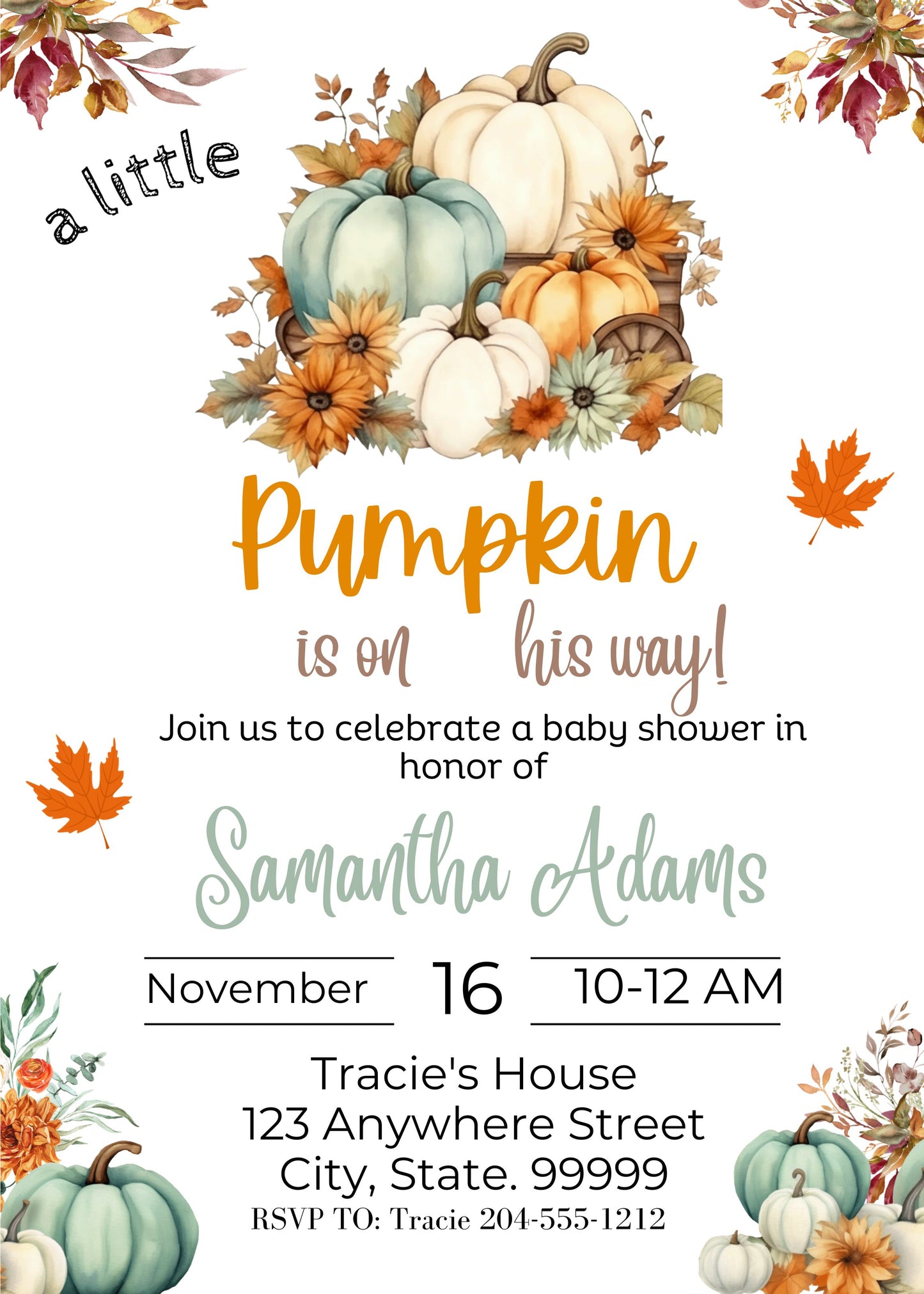 a little pumpkin baby shower invite 