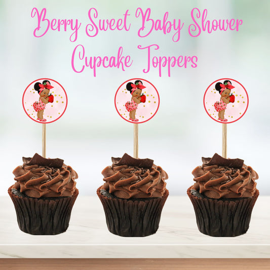 Black Berry Sweet Cupcake Toppers - Strawberry Cupcake Toppers - Instant Download 