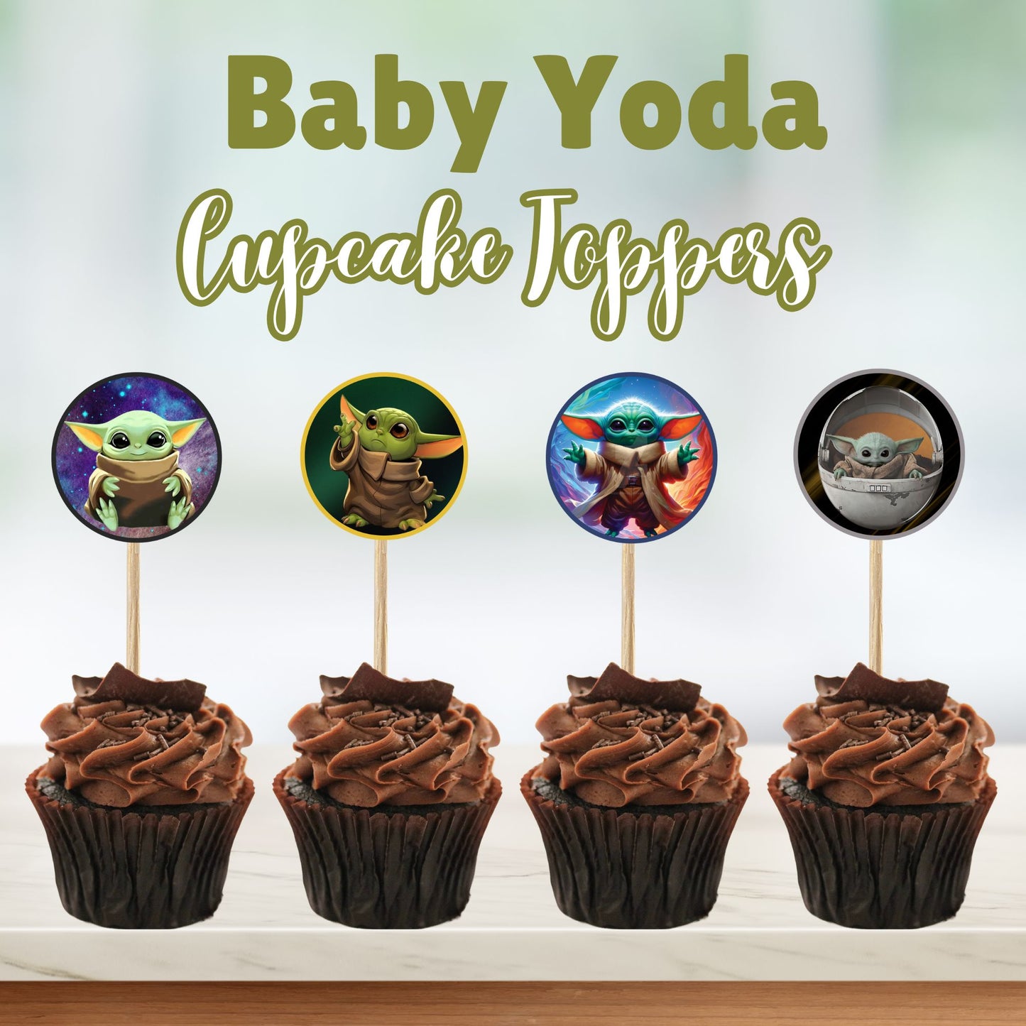 Baby Yoda Cupcake Toppers - Printable Baby Yoda Cupcake Toppers 