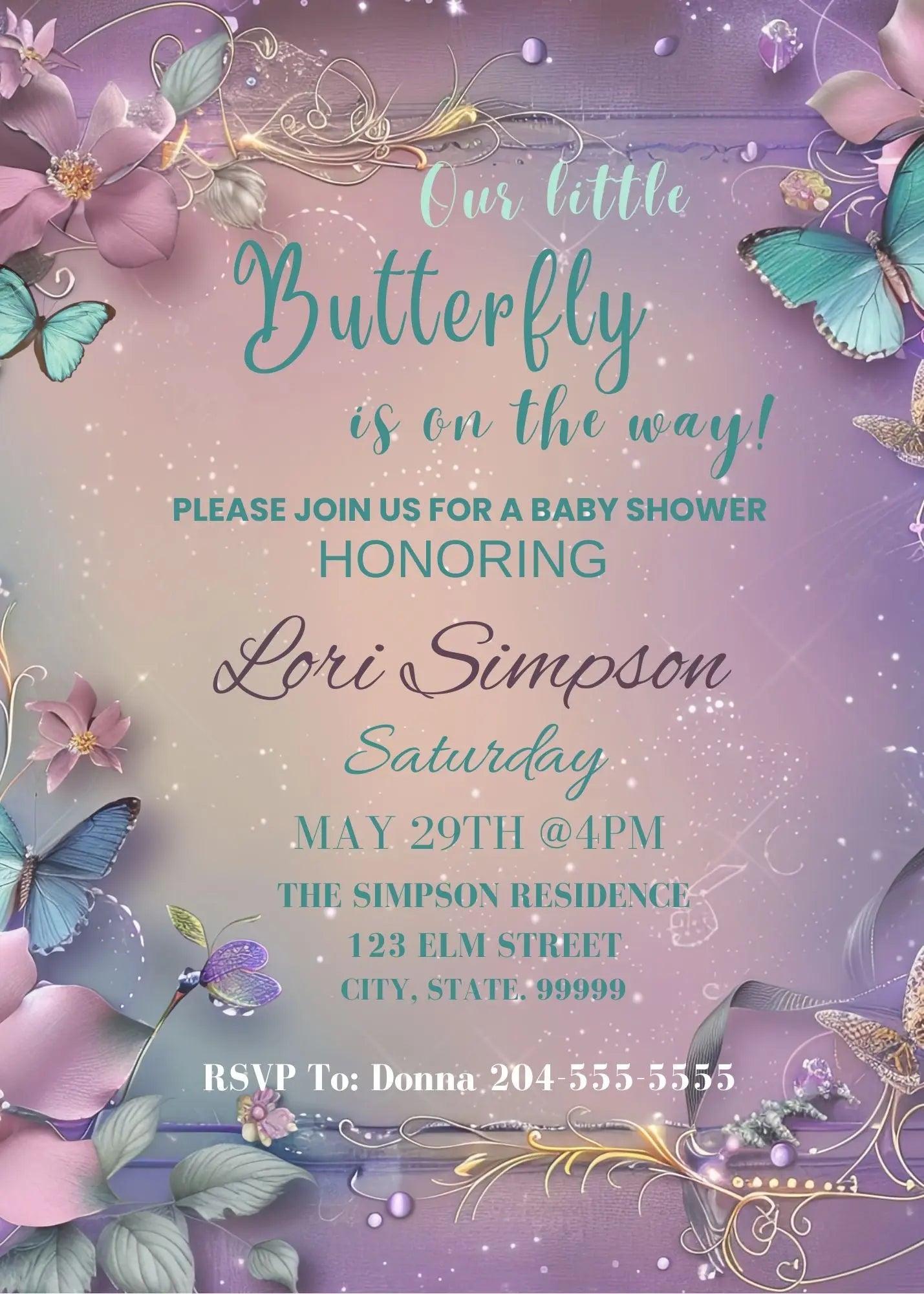 elegant butterfly baby shower theme 