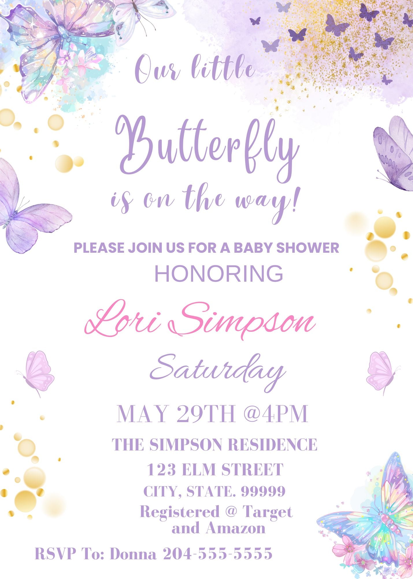 butterfly baby shower invitation template 