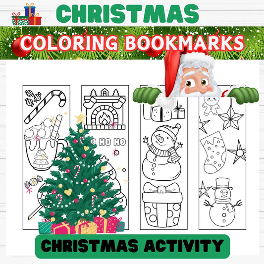 Christmas Coloring Bookmarks for Kids - Christmas Activity Printable 