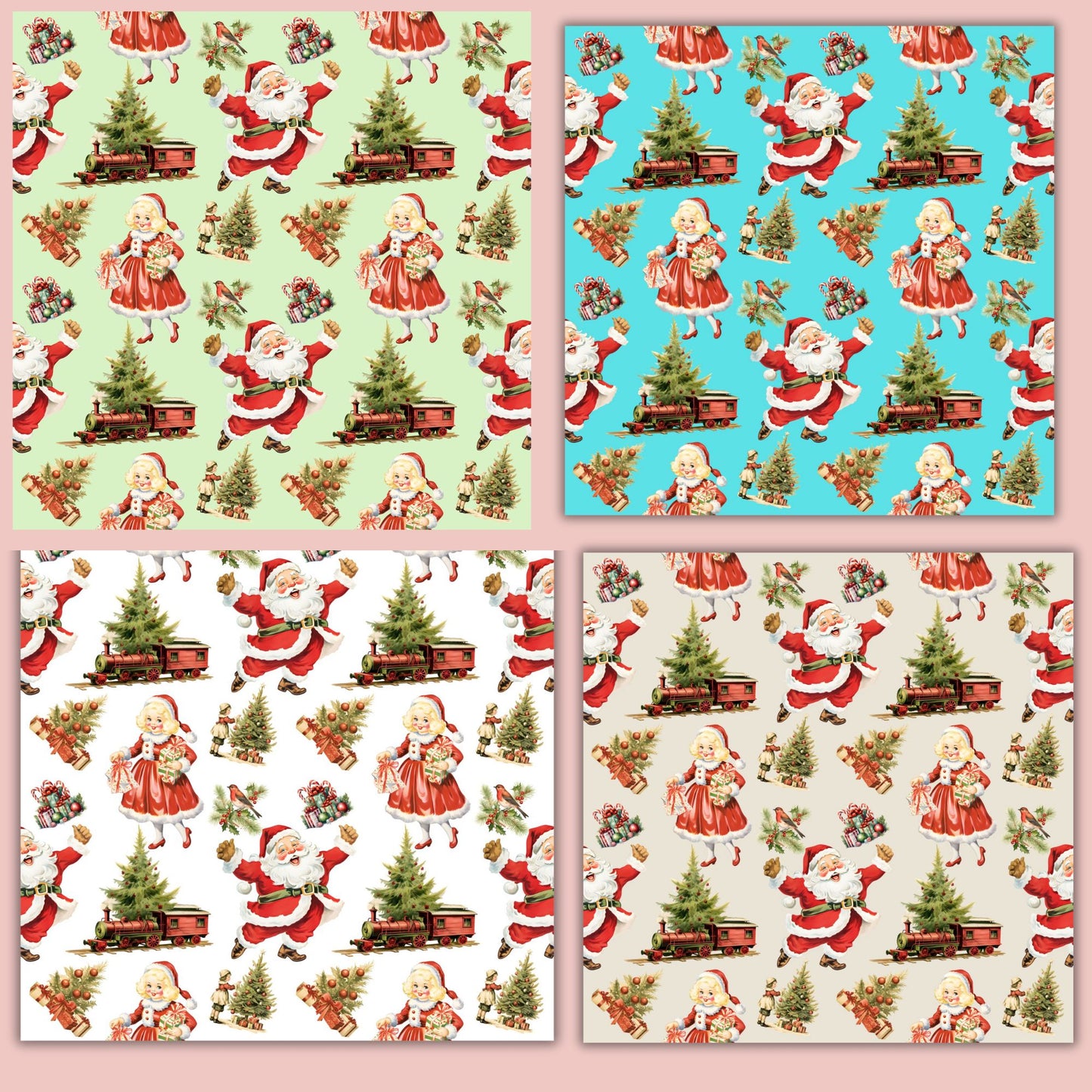 santa clause digital  paper, santa clause seamless pattern