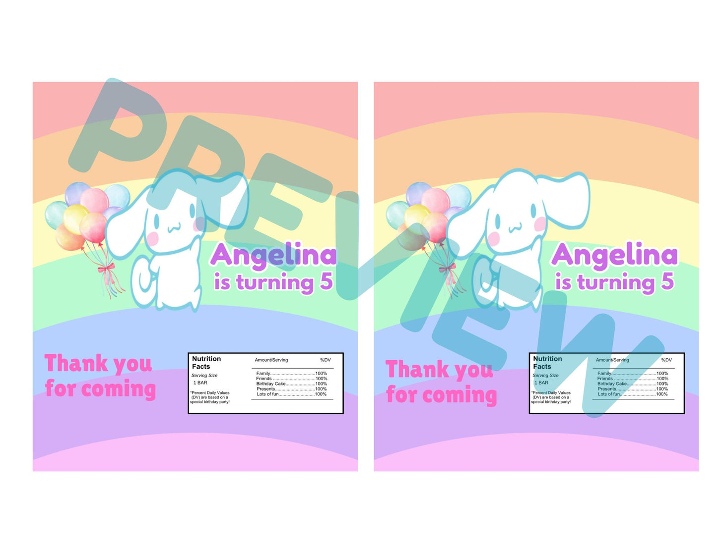 Cinnamoroll candy bar wrapper printable  