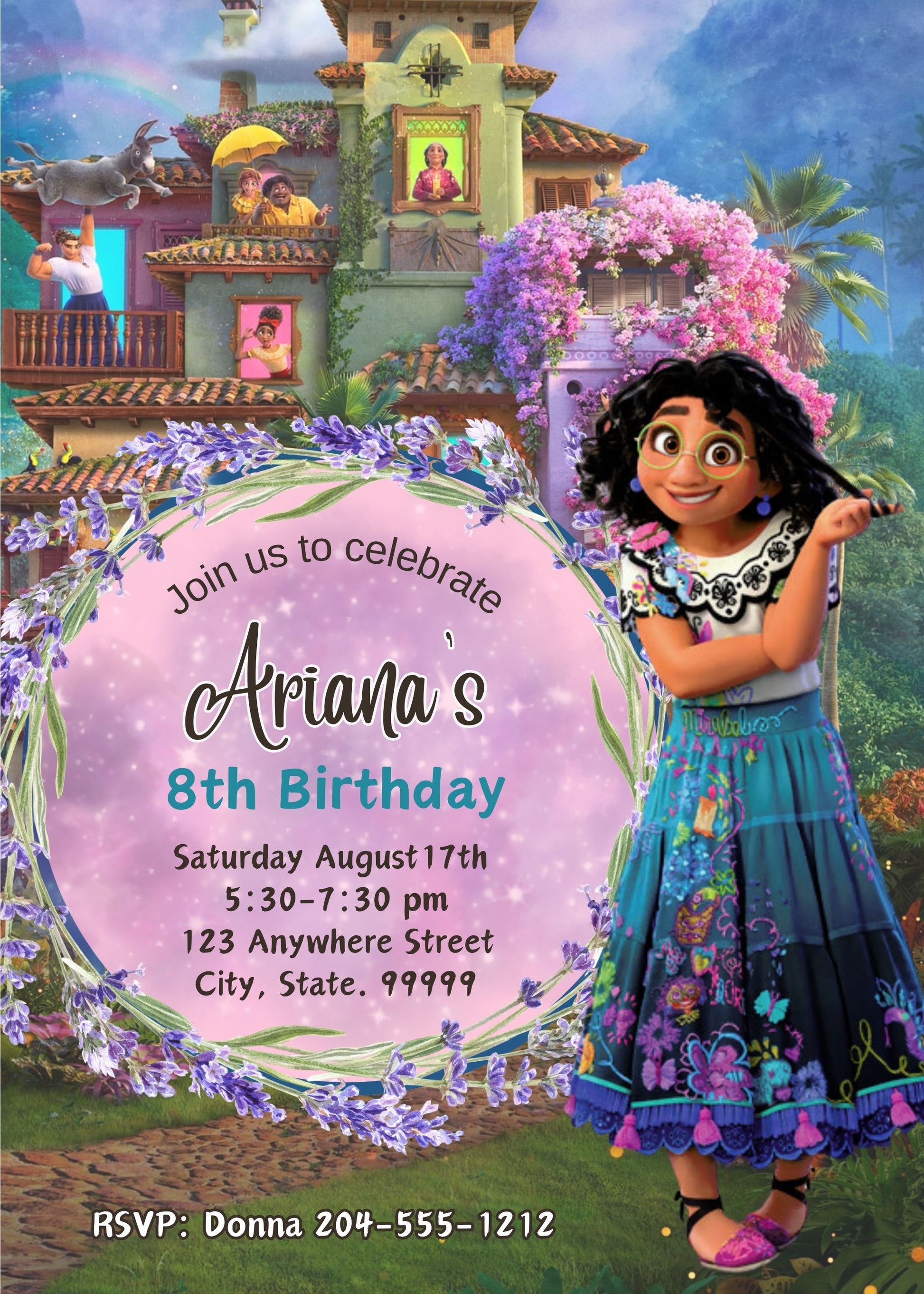 Girls Encanto party template editable
Watercolor Encanto invitation digital download
