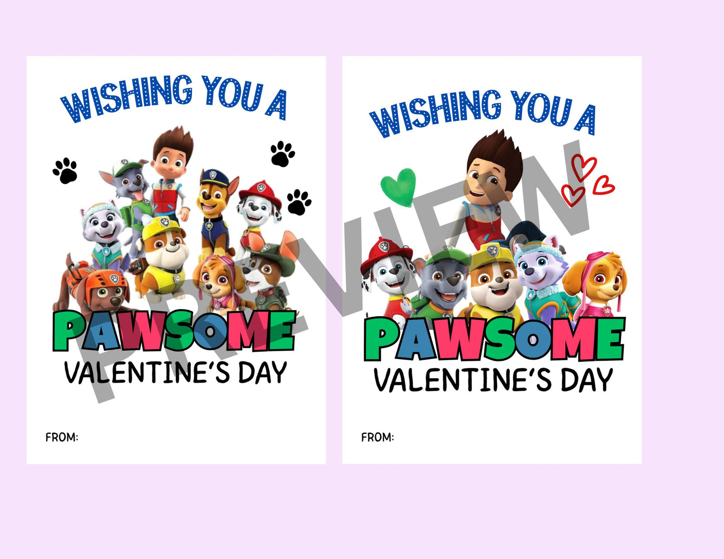 Paw Print Valentines