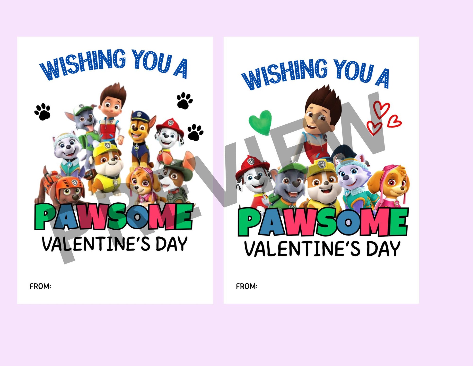 Paw Print Valentines