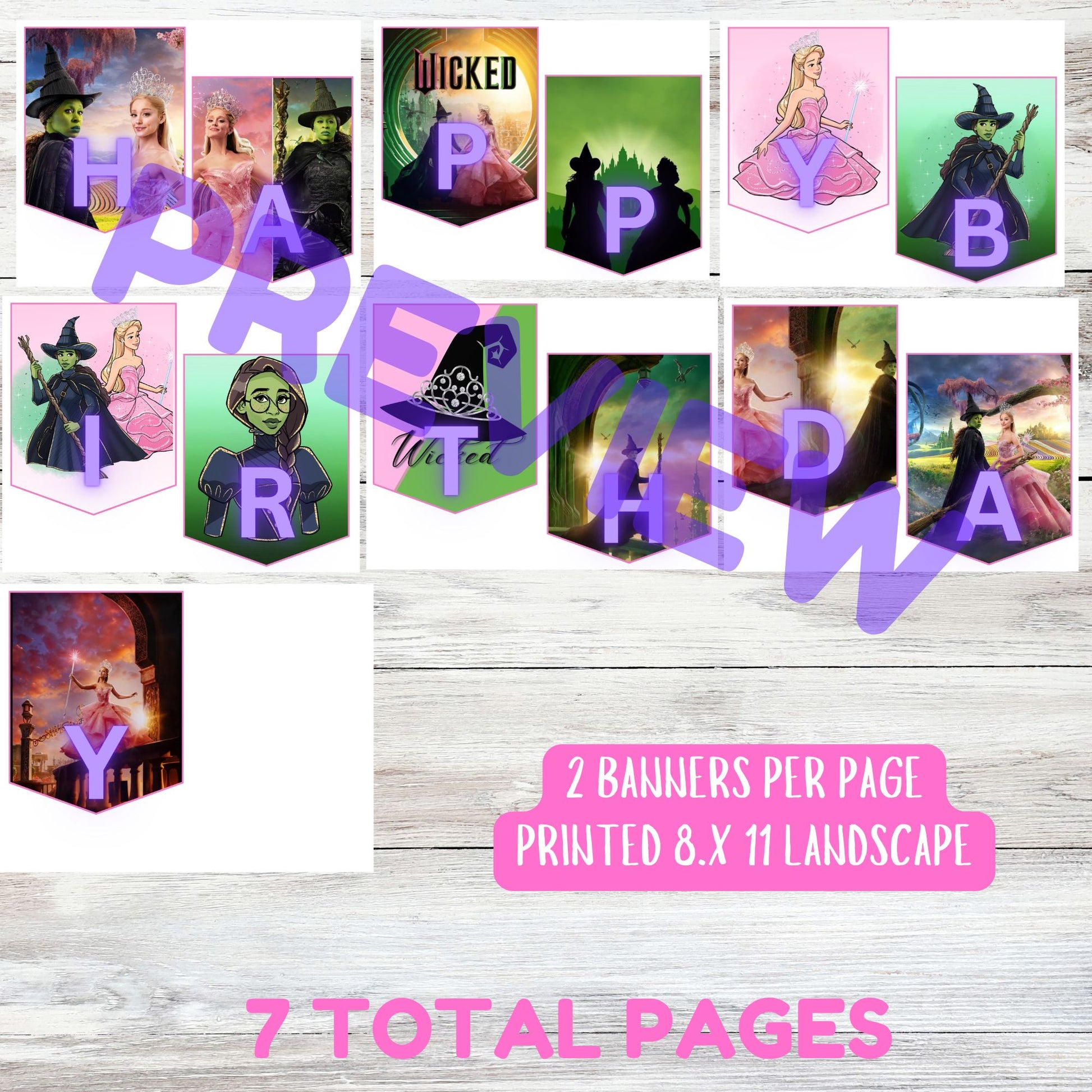 instant download, DIY party supplies, pink and green party.