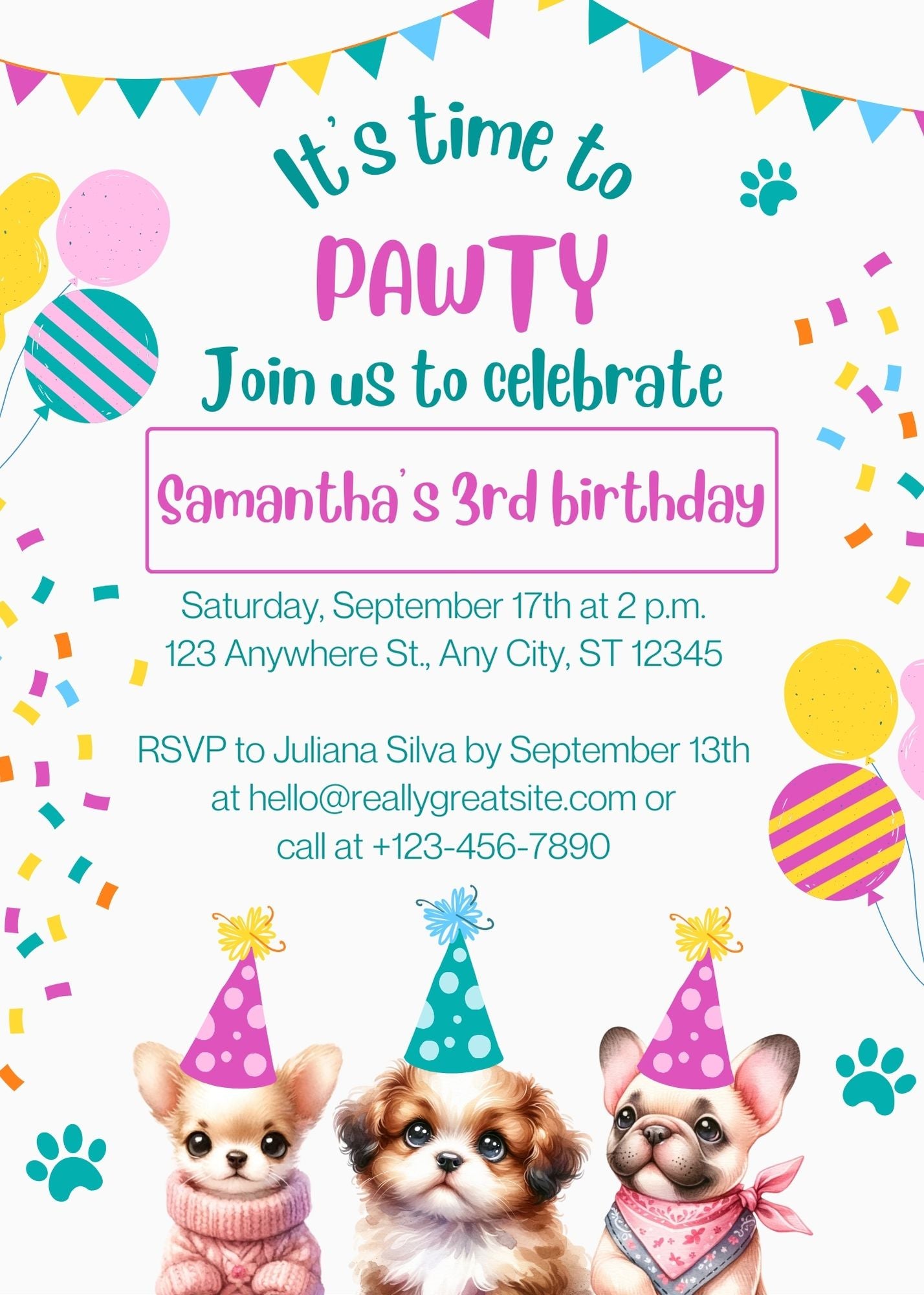 Let's Pawty Girl Birthday Invitation - Dog Birthday - Printable – Girly Girl Tutus let-s-pawty-girl-birthday-invitation-dog-birthday-printable-girly-girl-tutus
