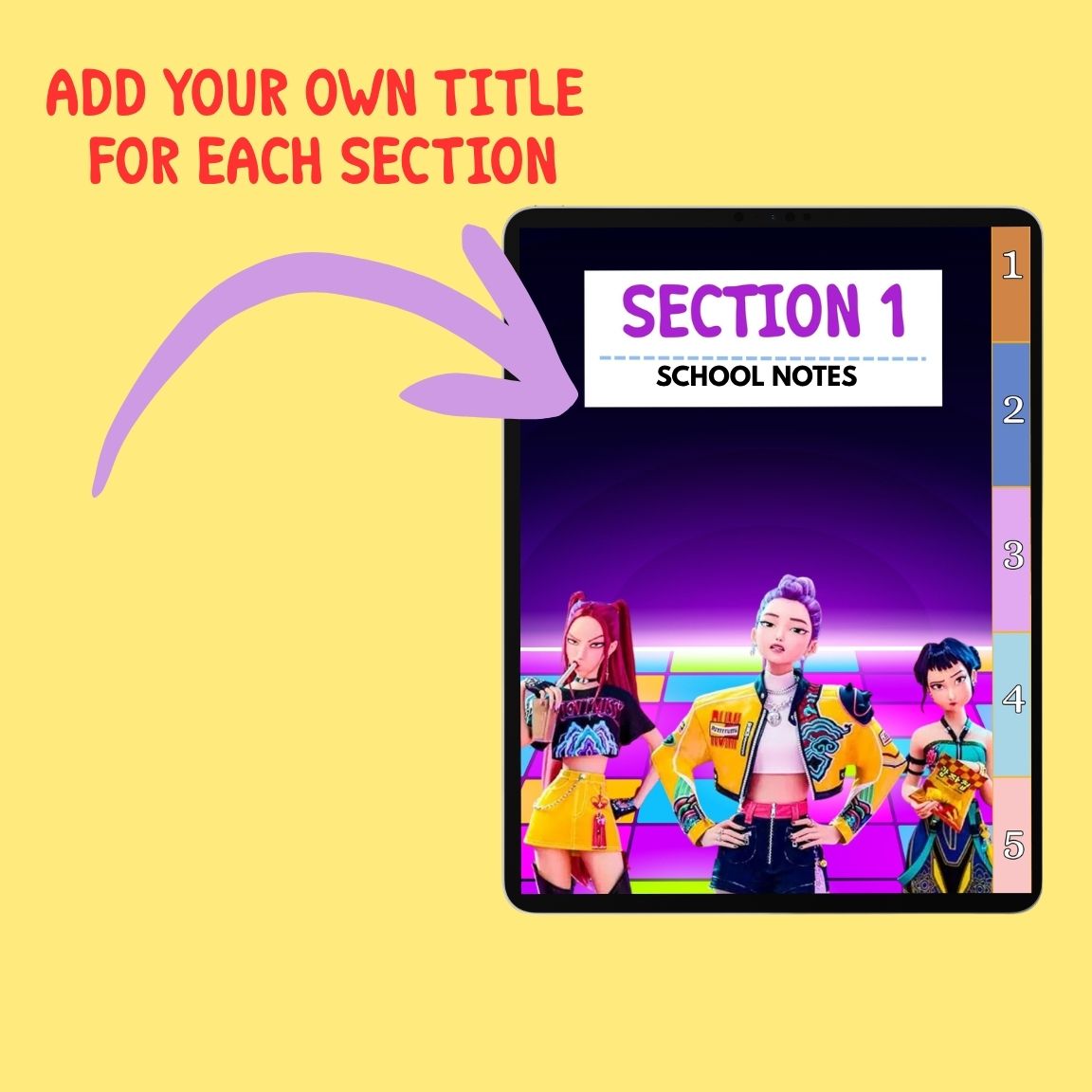 KPDH notebook
Huntrix journal
Saja Boys planner
Anime digital notebook
Kids Kpop journal