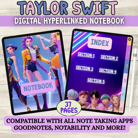 K-Pop Demon Hunters Digital Notebook for Kids | Huntrix & Saja Boys Anime Journal | Printable PDF Planner for Students | GoodNotes & Notability KPDH Stationery