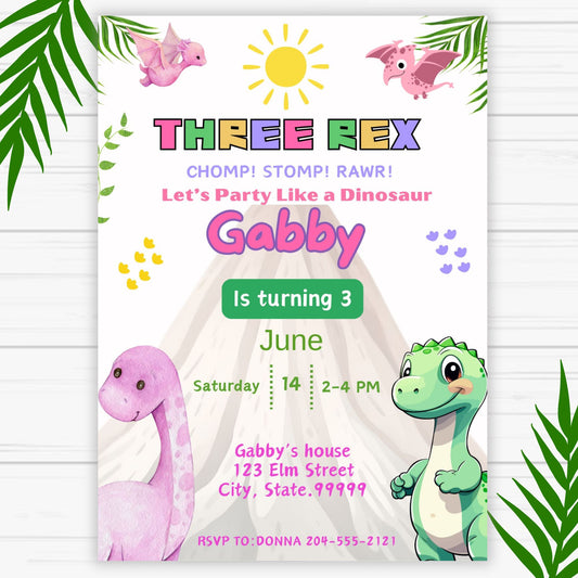 Dinosaur Birthday Invitation for Kids - Dinosaur Party