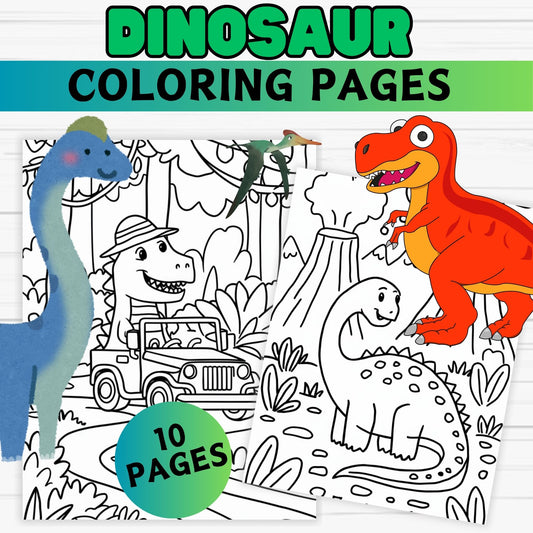 Cute Dinosaur Coloring Pages for Toddlers & Preschoolers | Simple Printable Dino Activity Sheets | Easy Bold Outlines, Instant Digital Download