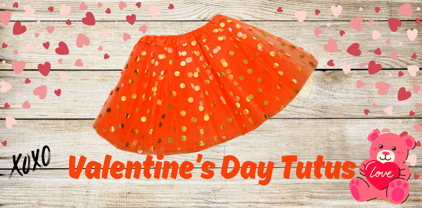 Valentine's Day Red-Gold Polka Dot Shimmer Tutu