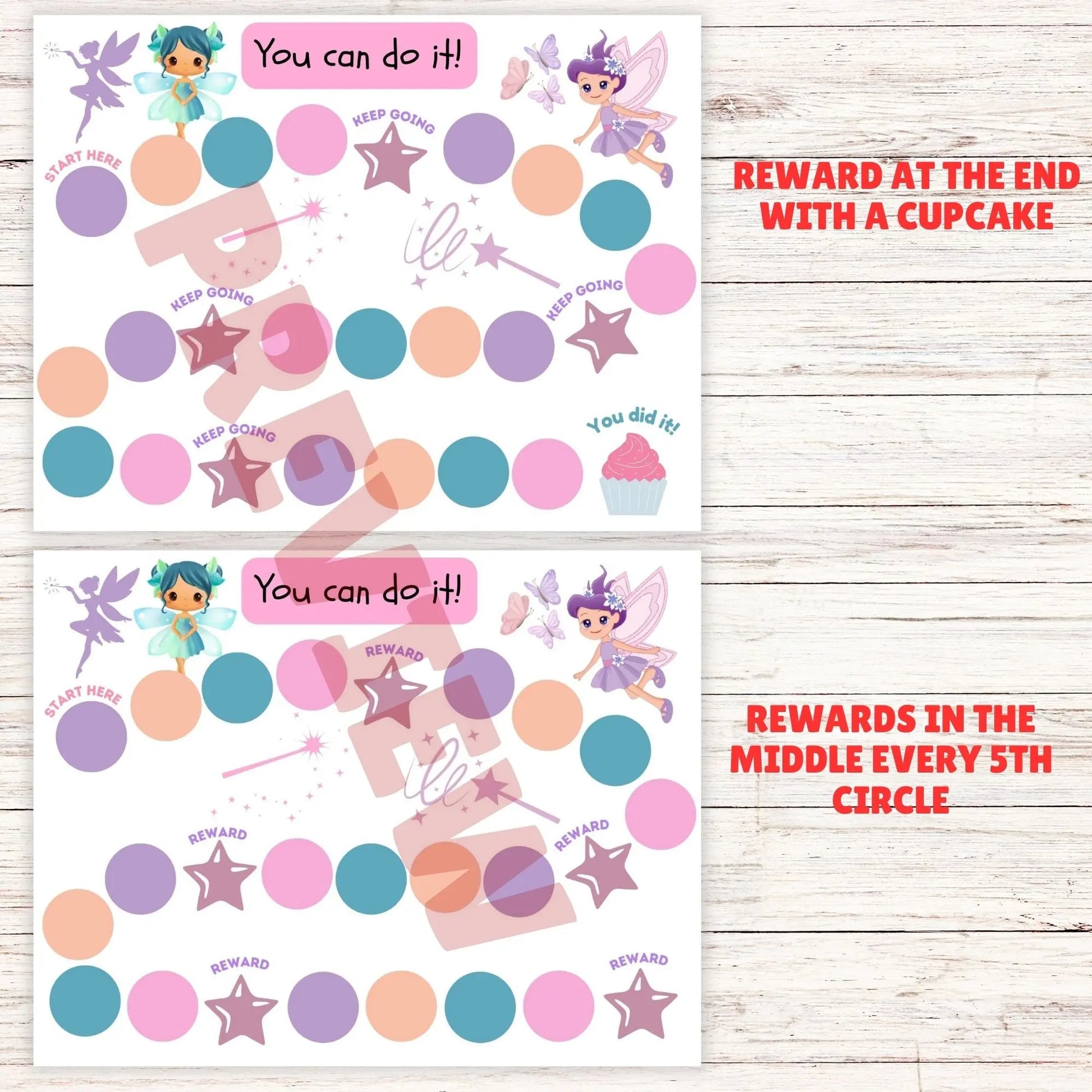 girl printable reward charts, fairy reward chart
