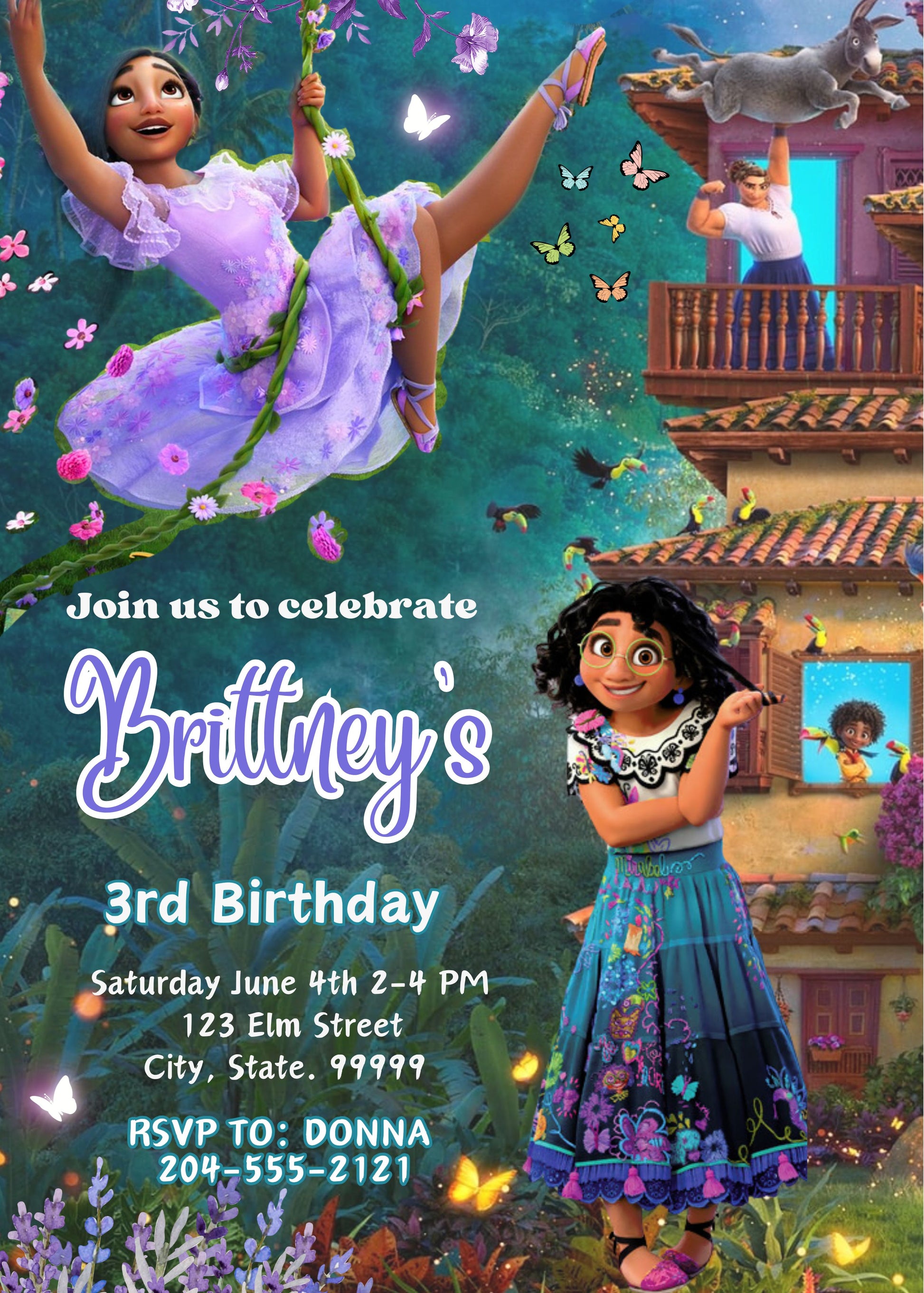 Encanto inspired tropical floral invitation