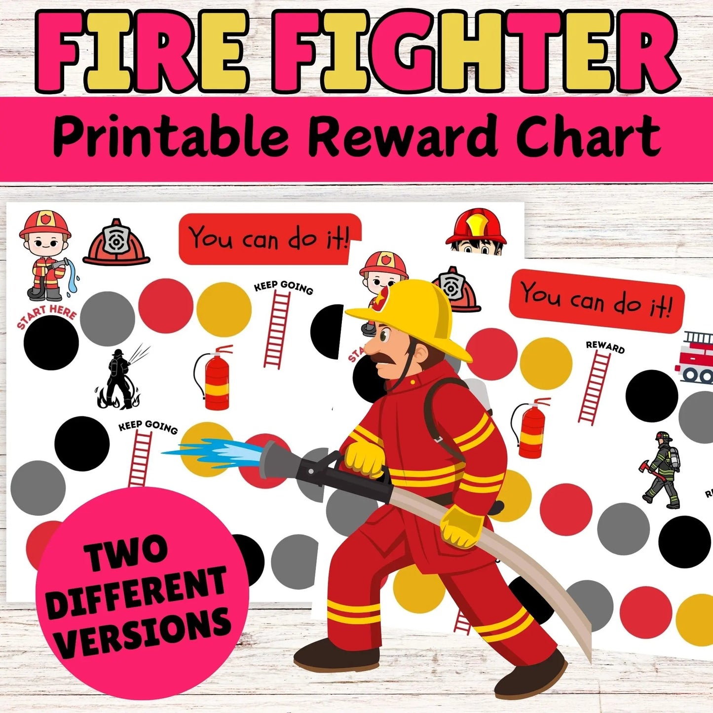 Fire Fighter Reward Chart - Printable Fireman Reward Chart - Instant Download 
