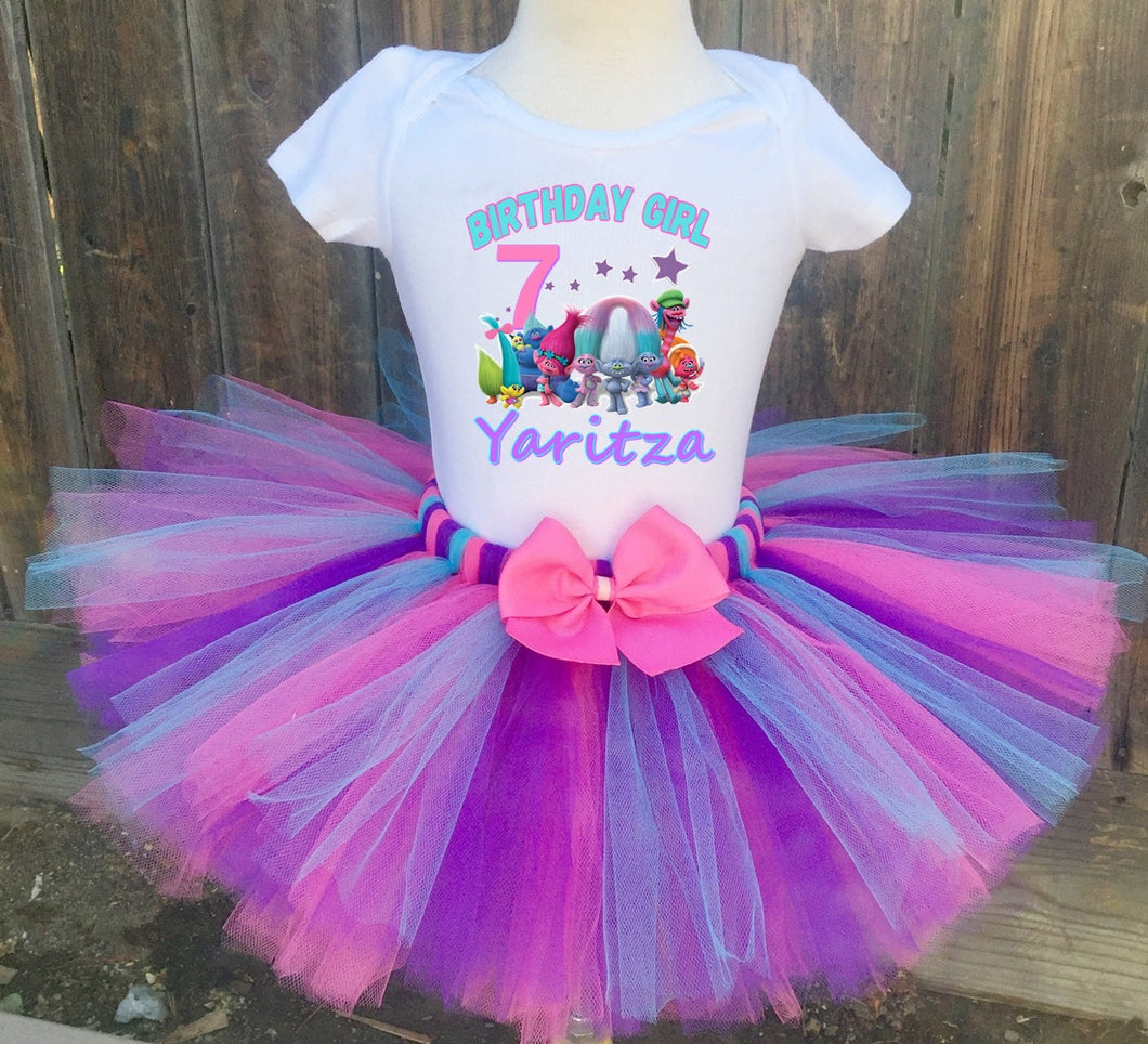 Girls Group Trolls Customized Birthday Tutu Outfit Set