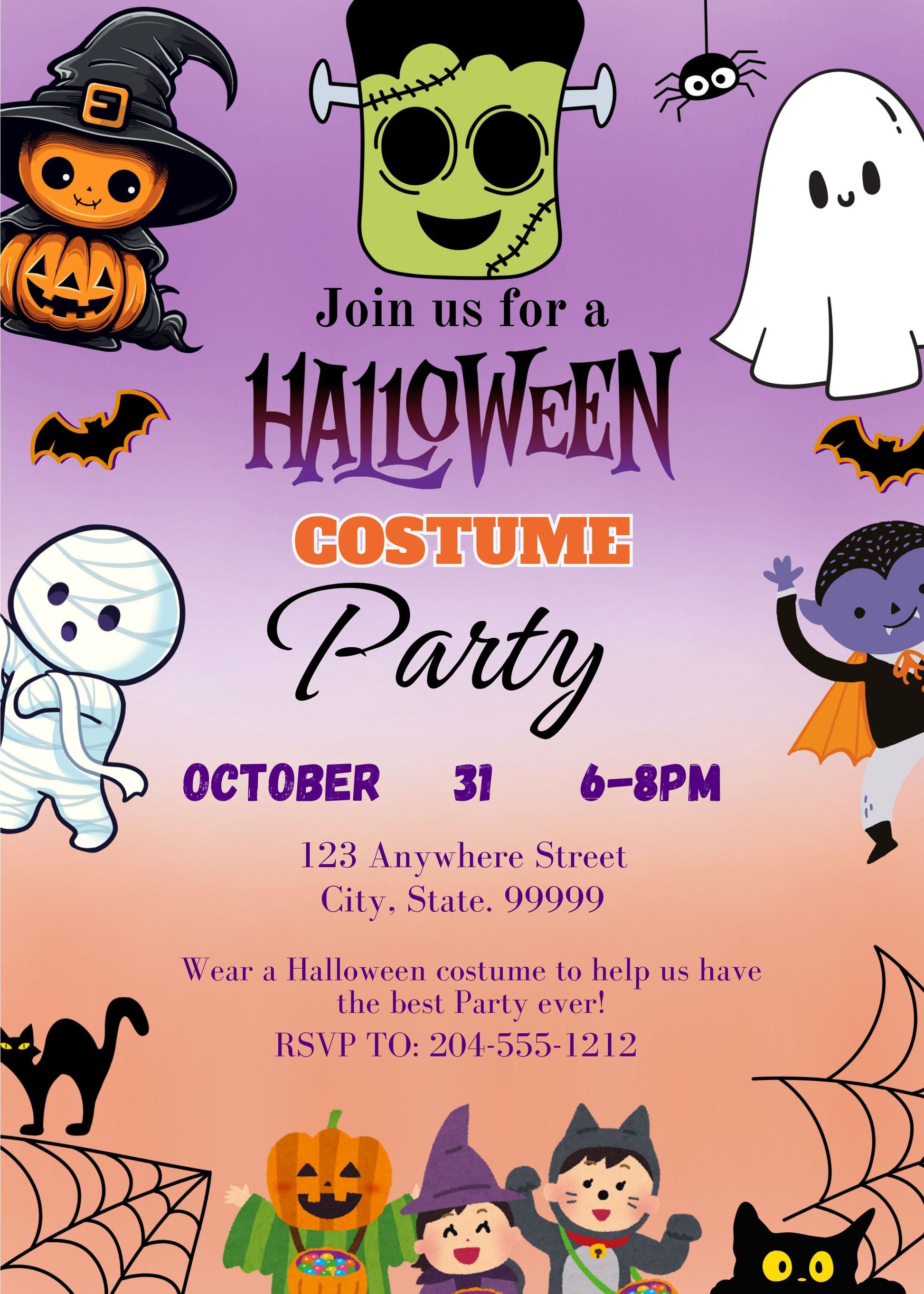 spooky kids halloween party invites 
