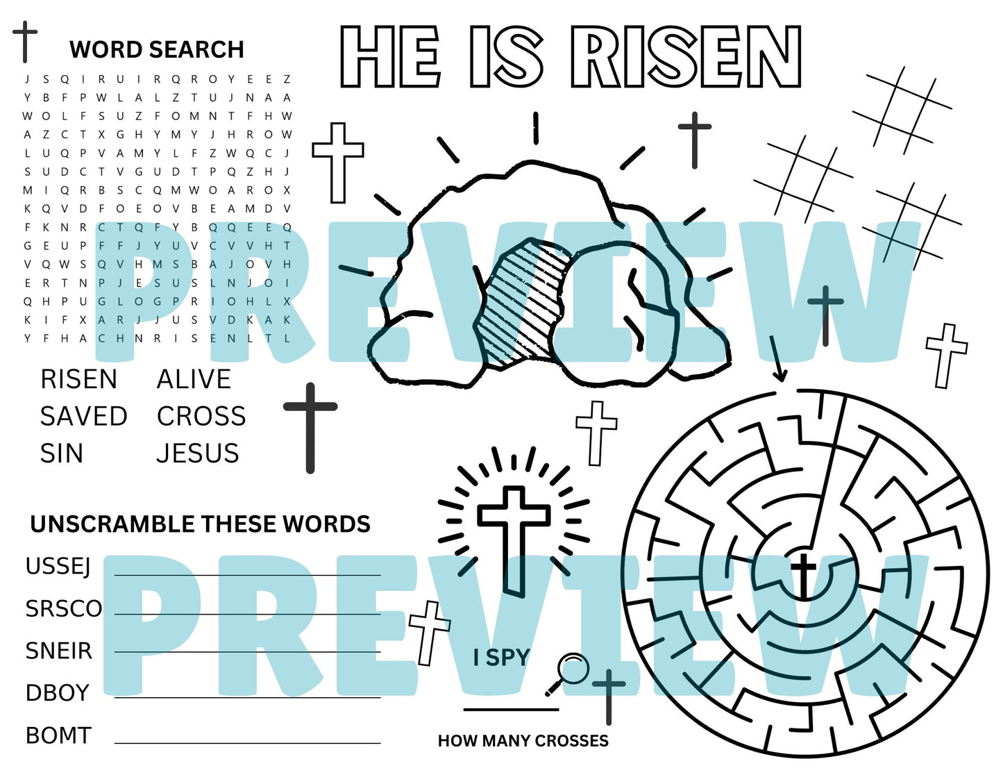 children's bible easter activity sheets to color 