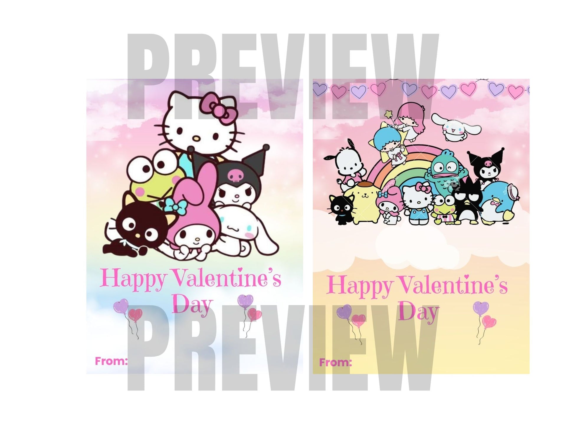 adorable hello kitty & friends valentine