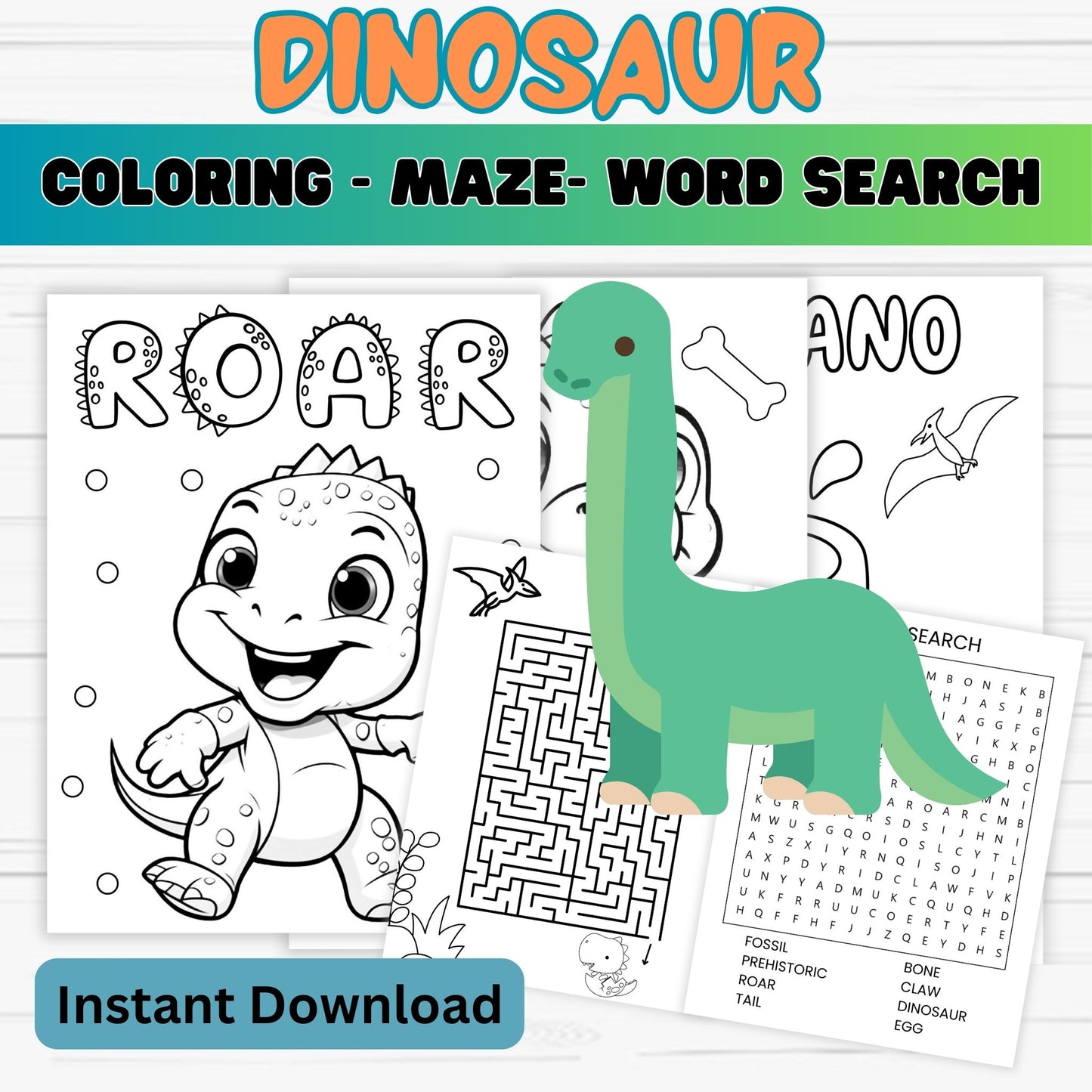 Toddler Dinosaur Printable Games & Coloring Pages |Dino Activity Sheets, Preschool Learning, Kids Activity Digital Download, Instant Print, Homeschool Resource