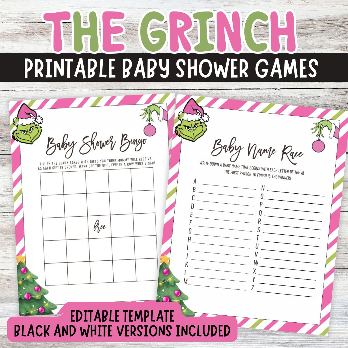 "A Little Who Is Almost Due" Grinch Baby Shower 9-Game Bundle | INSTANT DOWNLOAD | Grinchmas Party Games