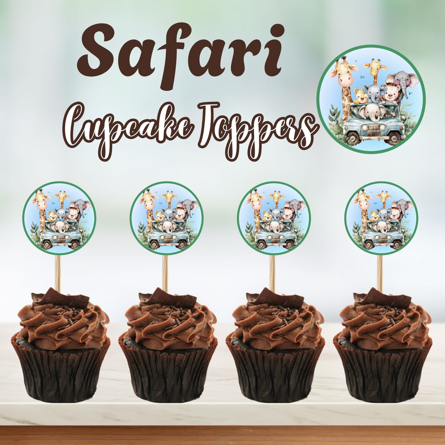 Printable Safari Animal Cupcake Toppers | DIY Boys First Birthday Decor