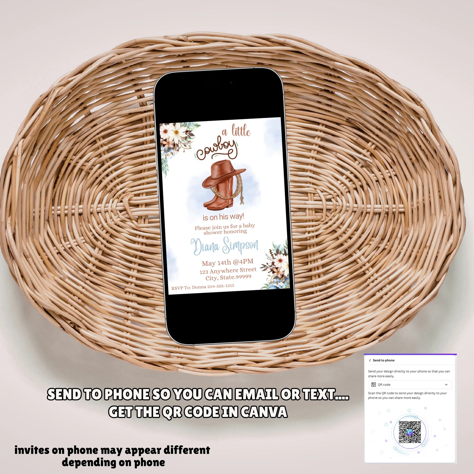A little cowboy is on the way
Blue cowboy boots invite
Printable cowboy invite