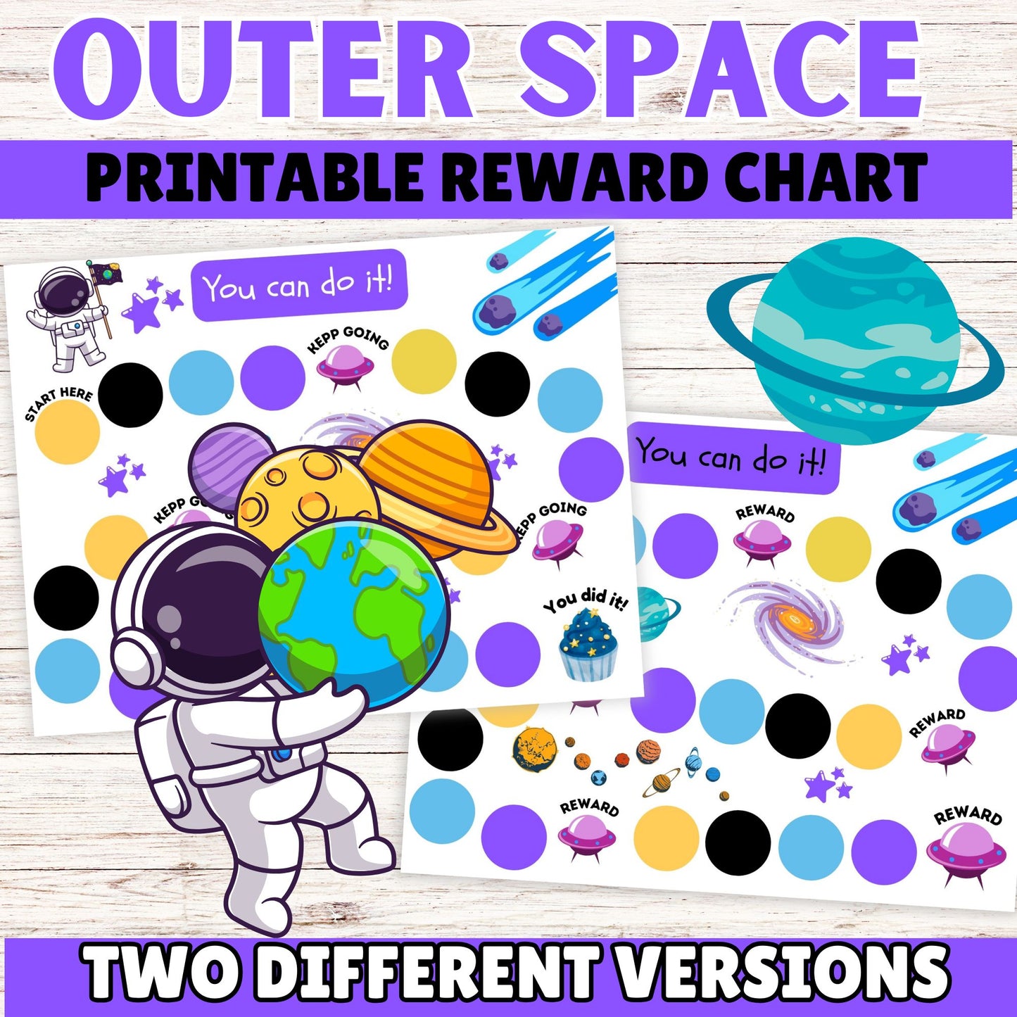 Out of This World! Outer Space Kids Reward Chart & Sticker Set - Reusable Chore & Behavior Tracker for Star Students