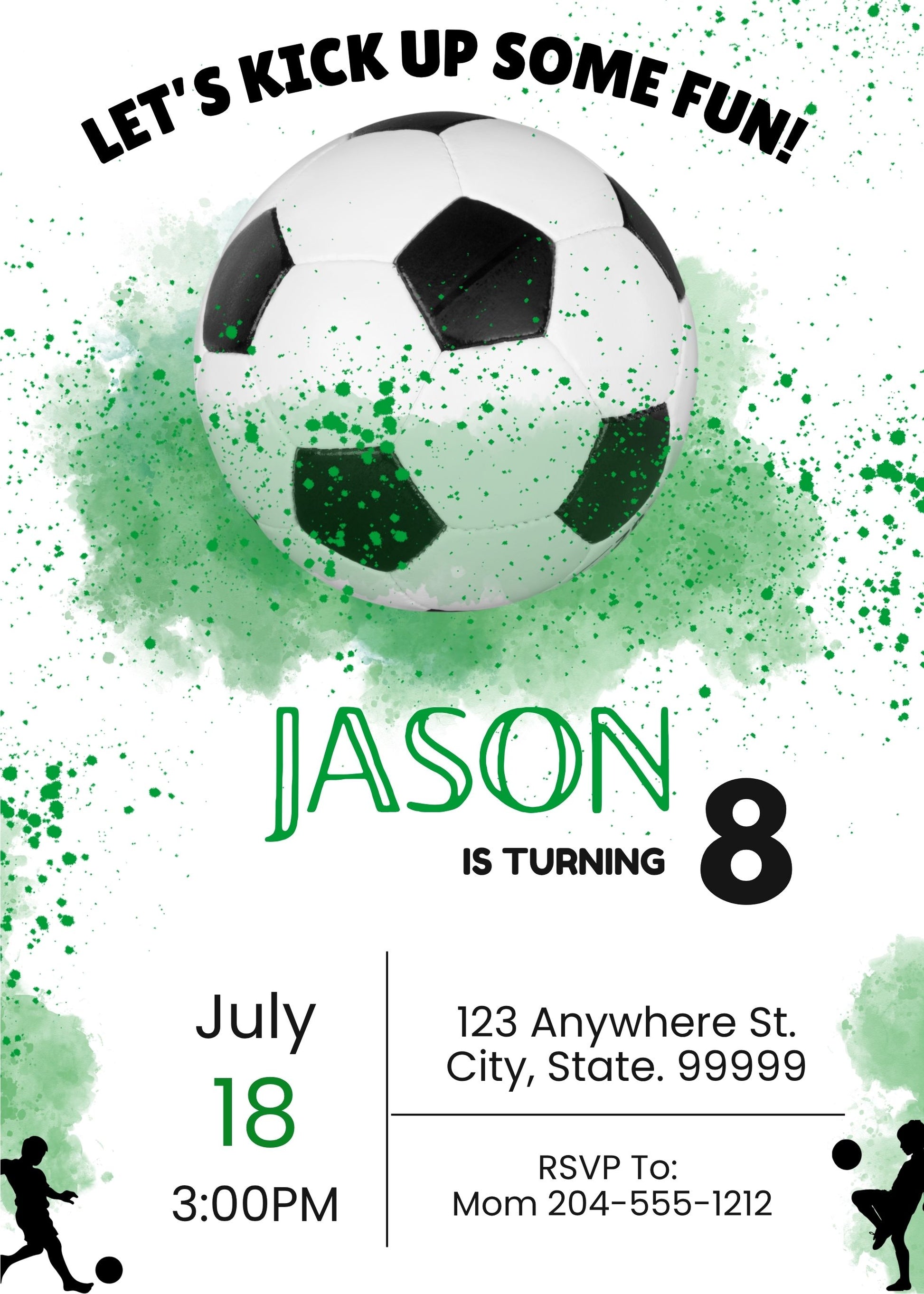 kids soccer party invitation 