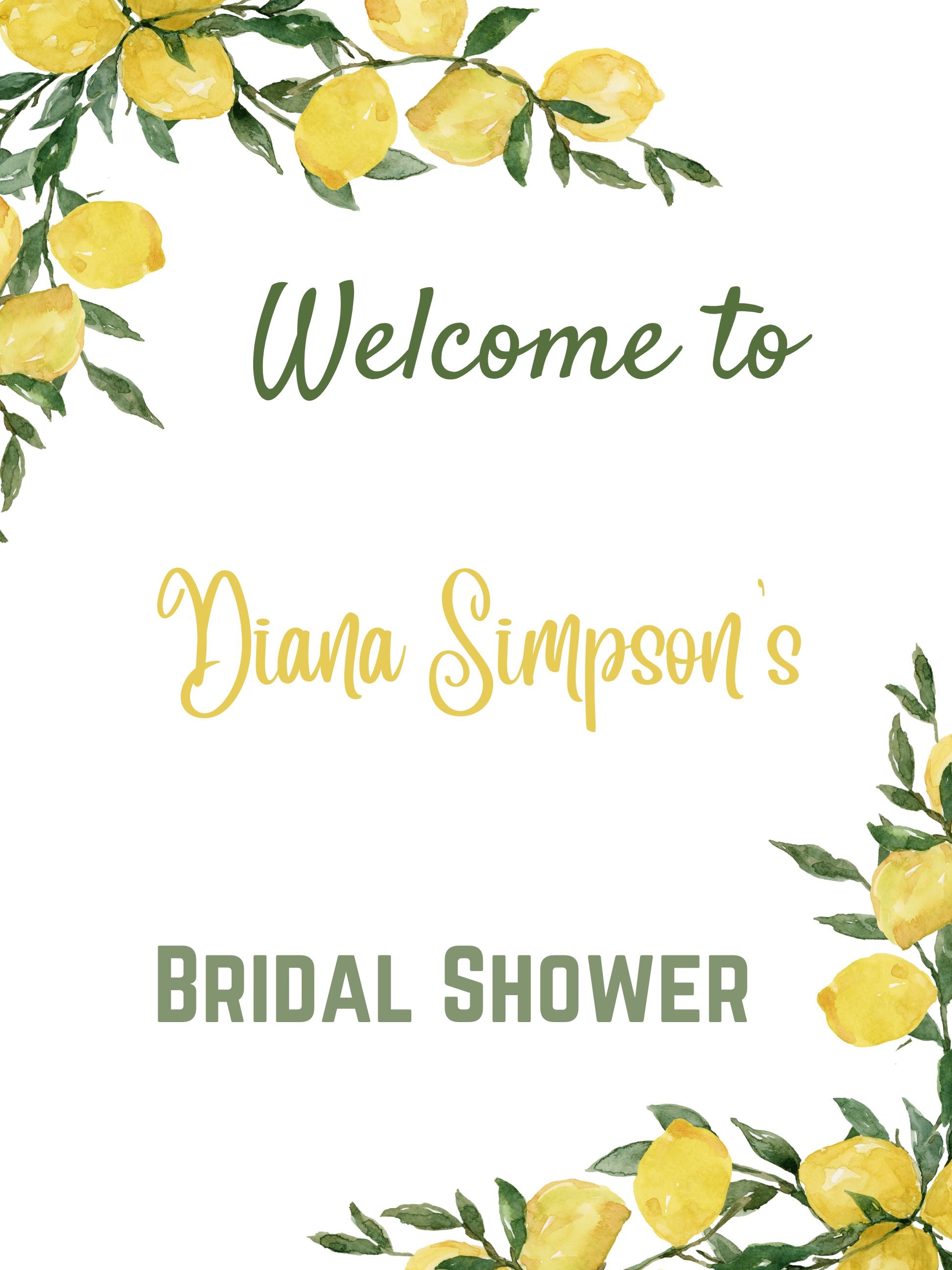 printable lemon theme welcome sign