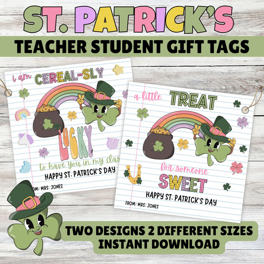 St. Patrick's Day Gift Tags for Students from Teacher, Printable Student Appreciation Tags, Lucky to Have You in My Class, Classroom Treat Bag Labels, Instant Download PDF