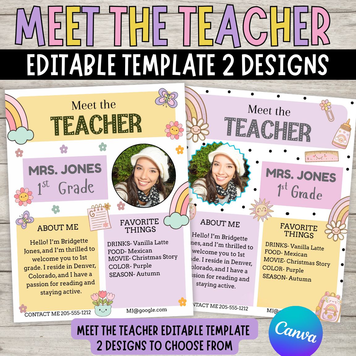 Boho Groovy Retro Rainbow Editable Meet the Teacher Template – Back to School-Instant Download