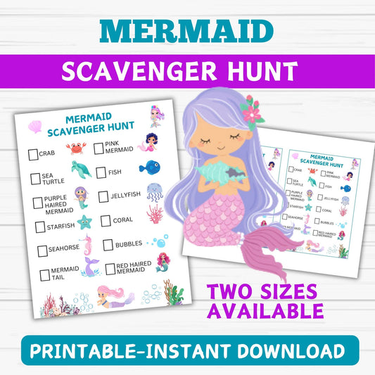 Mermaid Treasure Hunt Game Kit for Kids | Printable Under the Sea Party Activity