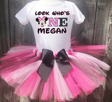 Load image into Gallery viewer, Minnie Mouse Look who&#39;s one Birthday Outfit, Customized T-shirt
