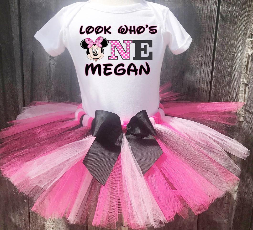 Minnie Mouse Look who's one Birthday Outfit, Customized T-shirt