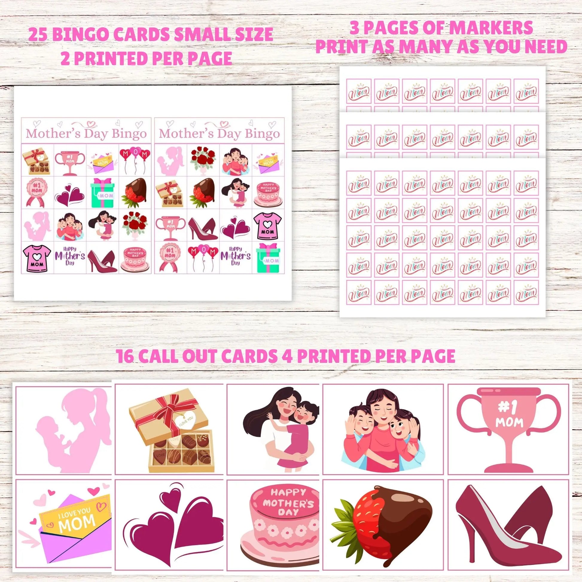 Mother's Day Bingo printable game for kids classroom activity and school party ideas