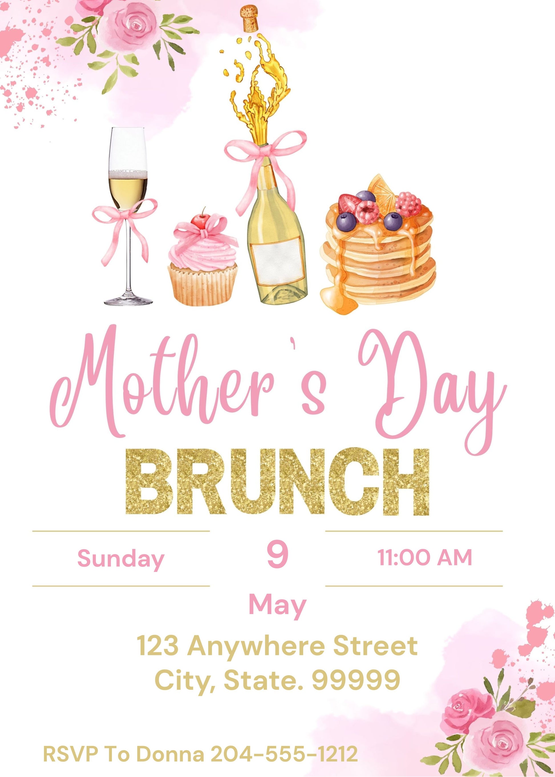 editable mother's day brunch invite 