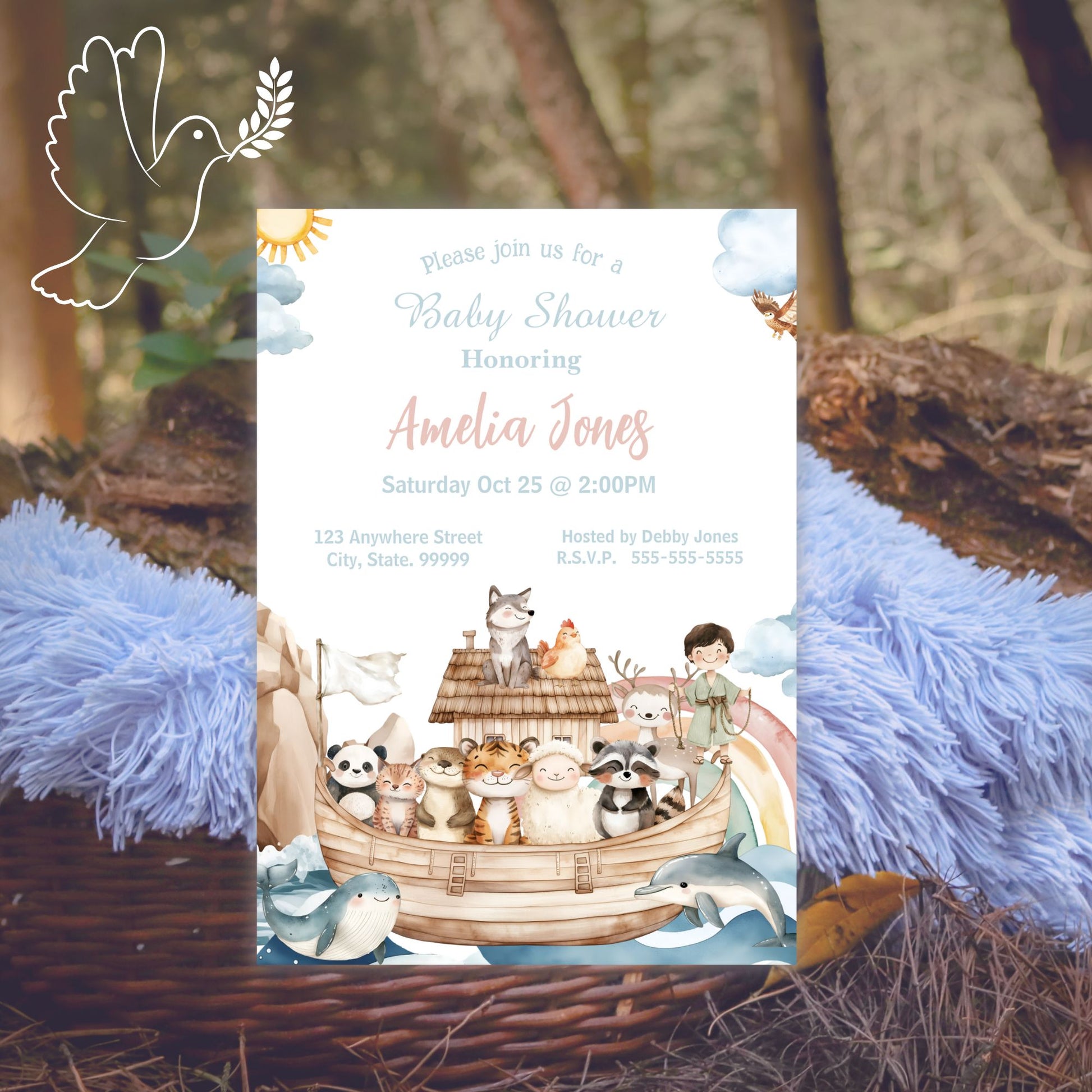 cute Noah's ark baby shower invite 