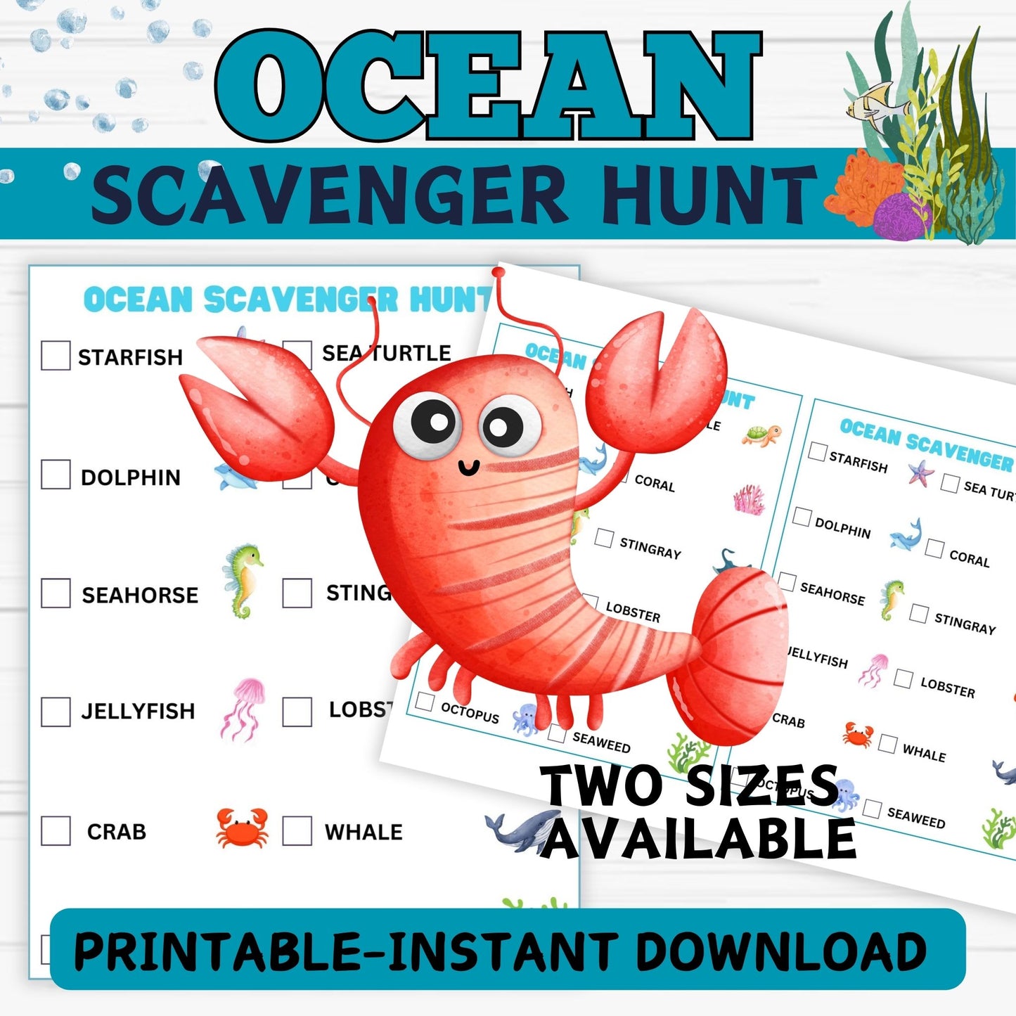 Under the Sea Ocean Scavenger Hunt - Instant Download