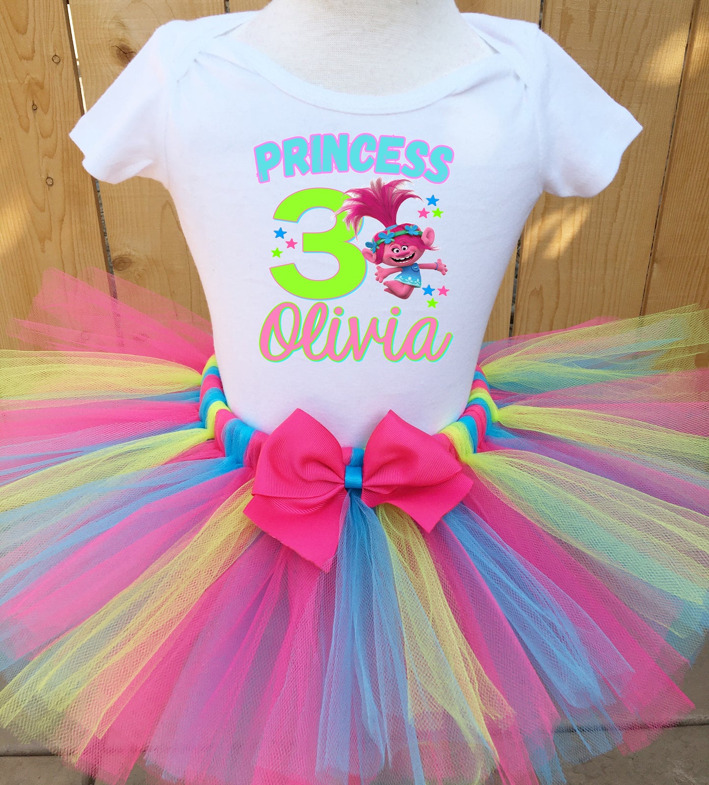 Girls Poppy Personalized Birthday Tutu Outfit Set