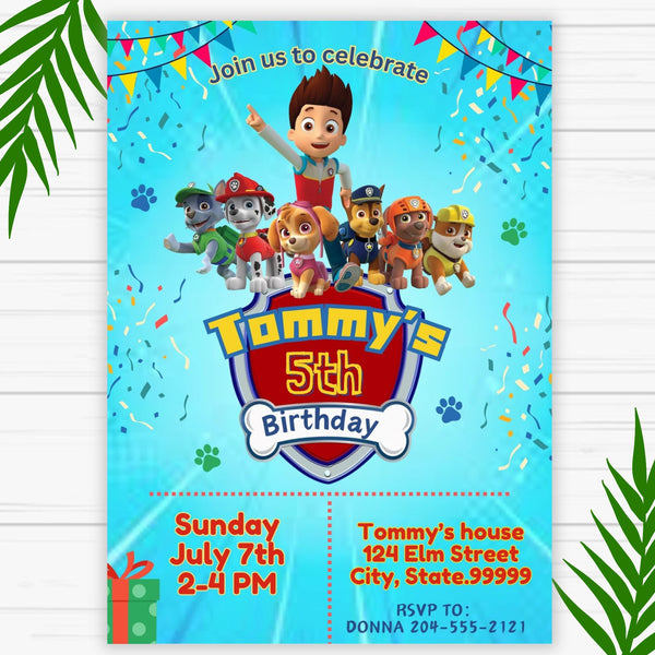Paw Patrol Birthday Invitation for Kids - Printable – Girly Girl Tutus